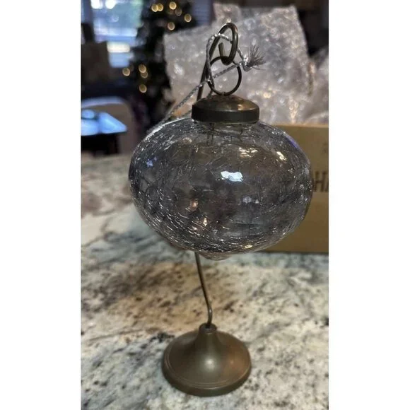 4 Restoration Hardware Art Glass Ball Onion Smoke Ornaments Kugel Style Rare Box
