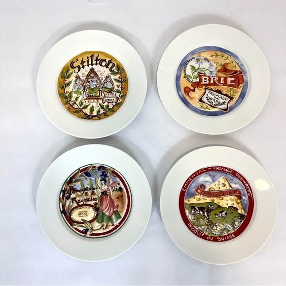 Restoration Hardware Plates French Cheese Appetizer Dishes 7.5” Set Of 4