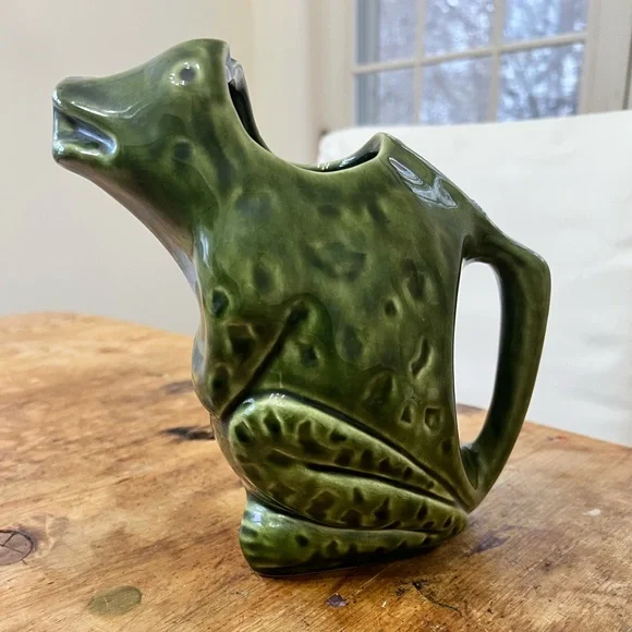 Grenouille Green Frog Ceramic Pitcher by Restoration Hardware made in Portugal