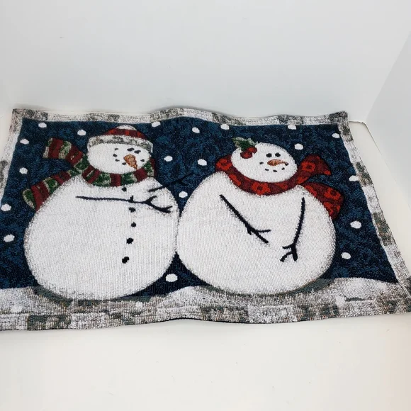 Snowmen Snowing Rectangle w/ Fabric Backing Snowman Placemat‎