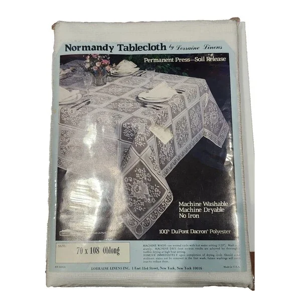 Vintage Lorraine Linens Floral Normandy Tablecloth Oblong 70