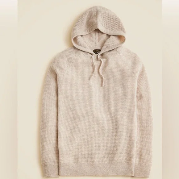 J. Crew Beige Cashmere Waffle Knit Hoodie
