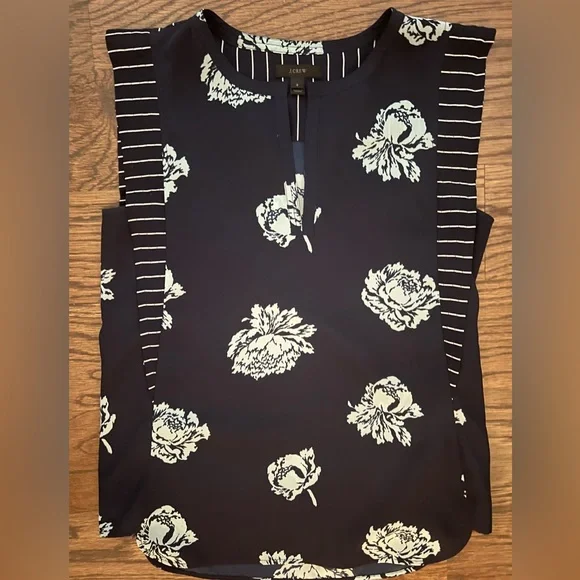 J.Crew Floral and‎ Stripe silk shirt