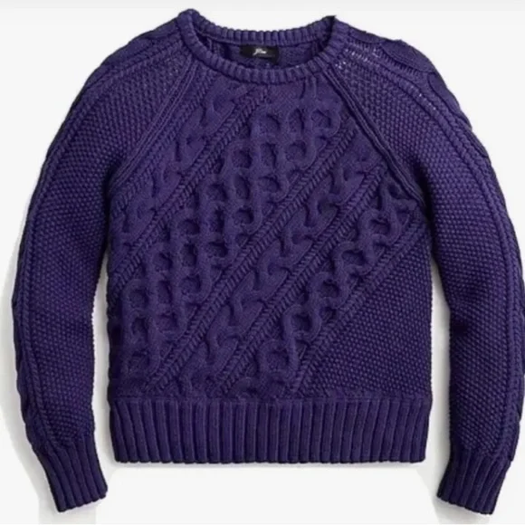 J.Crew Diagonal Cable-knit Crew-Neck Sweater Size XSmall