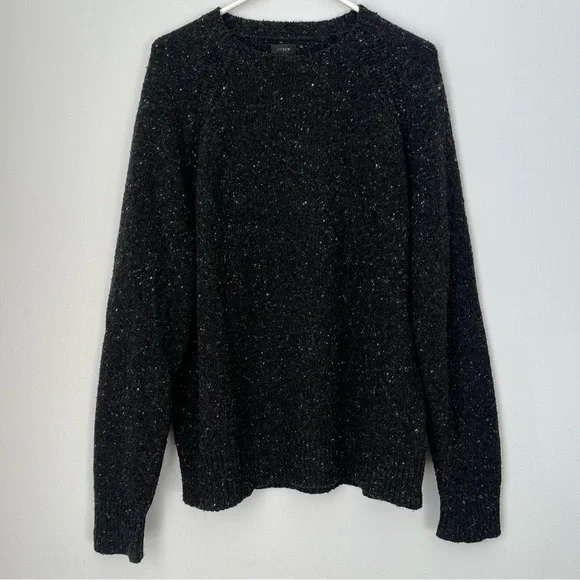 J. Crew Dark Grey Speckled Wool-Blend Crew Neck Sweater Size M