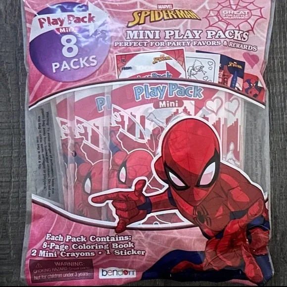 💞 New Pack of 8 Marvel Spider-Man Mini Coloring Play Pack Party Favors
