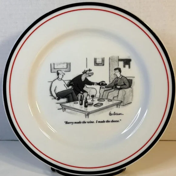 The New Yorker Restoration Hardware Wine Theme Cartoon Porcelain Salad Plate 8