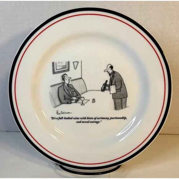 The New Yorker Restoration Hardware Wine Theme Cartoon Porcelain Salad Plate 8