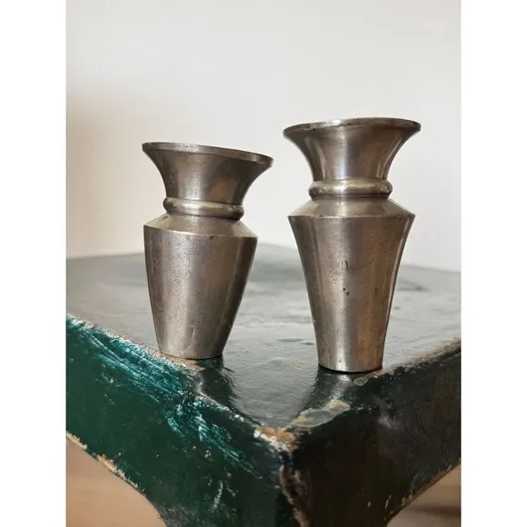 RESTORATION HARDWEAR Silver Tone Pewter Small French Bud Vase Display Mini decor