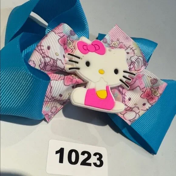 1023 Blue Color Hello Kitty Hair Bow Alligator Clip