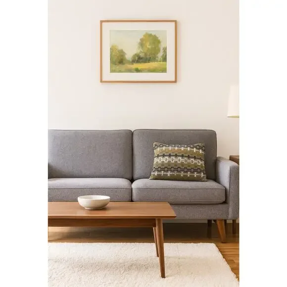 Set of 2 Geometric Greek Key Throw Pillows Olive Green Grey Cream Square 18in
