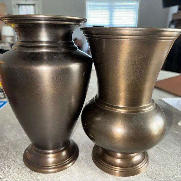 Restoration Hardware Bronze Vase Duo