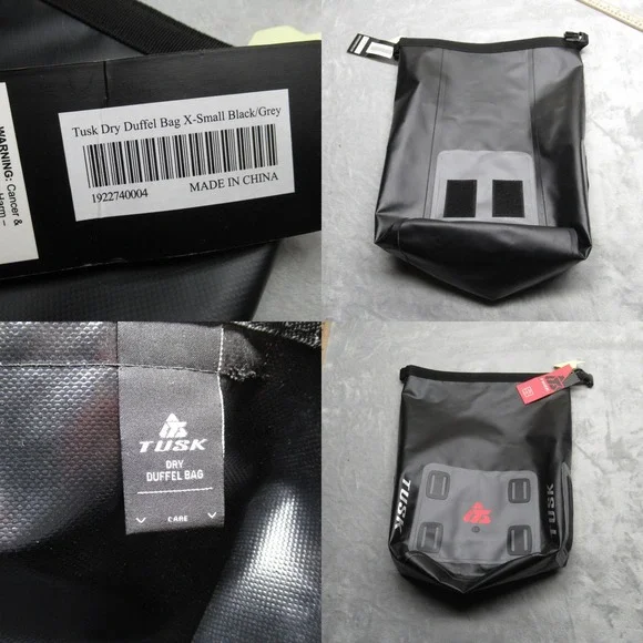 Tusk Dry Duffle Bag XS Black/Gray Waterproof Motorcycle Gear Pack 10L NWD