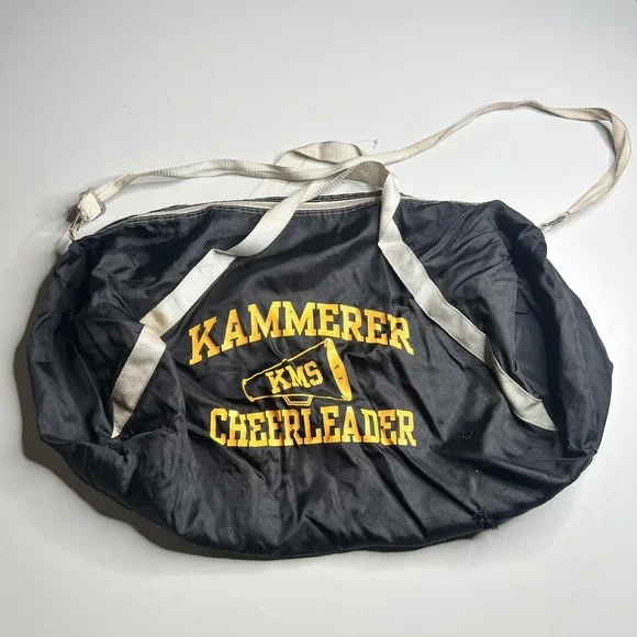 Vintage Toppers Cheer Megaphone Bag Kammerer KMS Black Nylon Cheerleader‎ Duffel