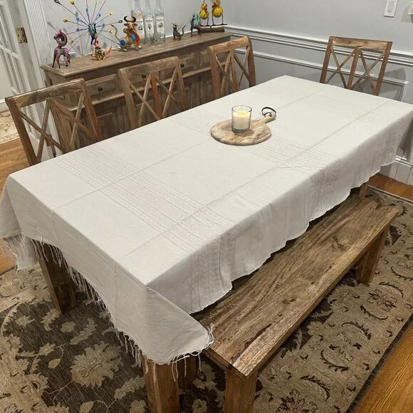 96'' Tablecloth from Oaxaca Mexico made with 100 % Handloom cotton fabric