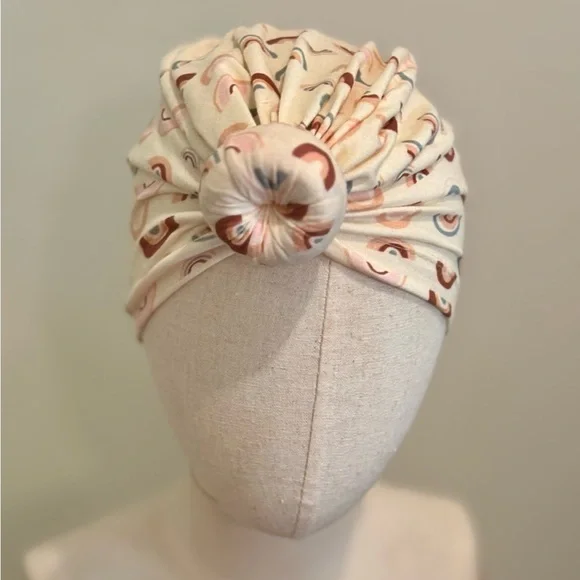 Stylish Cream Patterned Turban Headband