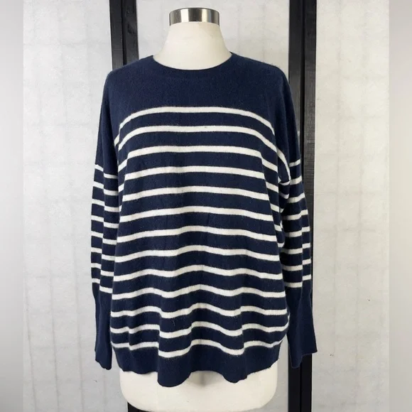 J. Crew Navy and White Striped Sweater M