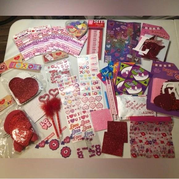 NEW, NWOT Huge Valentine’s Day Lot Stickers, crafts, pencils, more