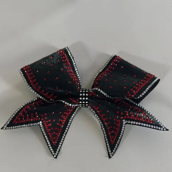 Black and Red Rhinestone Bow for Kids