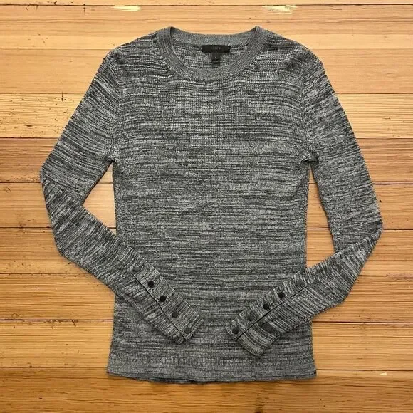 J. Crew ribbed pullover sweater with snap sleeves. Size S.
