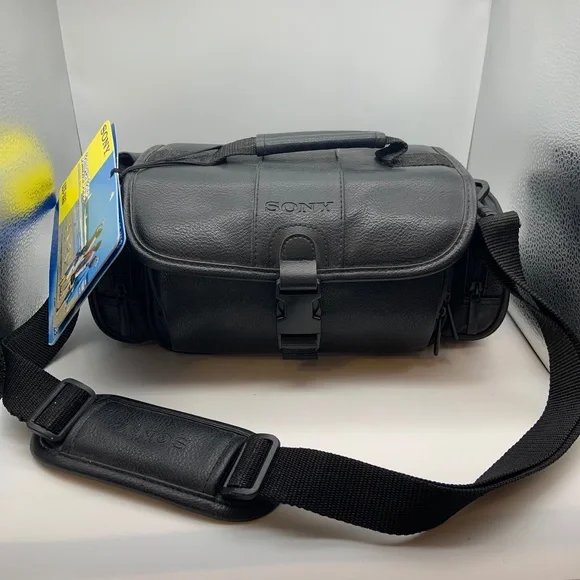 Sony HandyCam LCS-VA3 Leather Carrying Case Bag with Manuals and Extras
