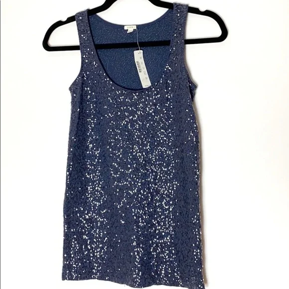 J. Crew drapey blue sequin tank XXS NWT