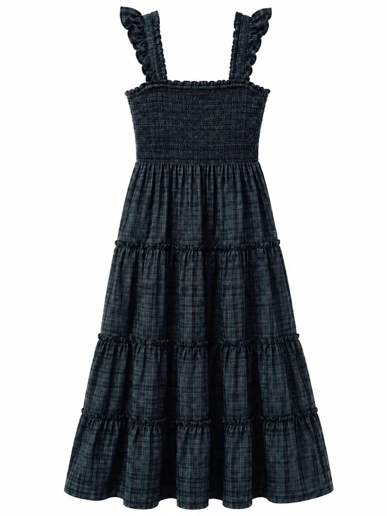 J. Crew Smocked Tiered Ruffle Midi Dress