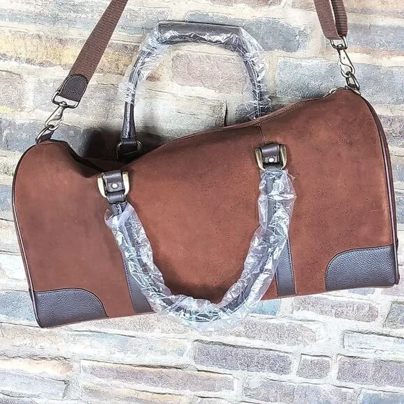Marlboro Guts- Grit Gear RARE Leather Brown Suede Large Duffel/Travel Bag