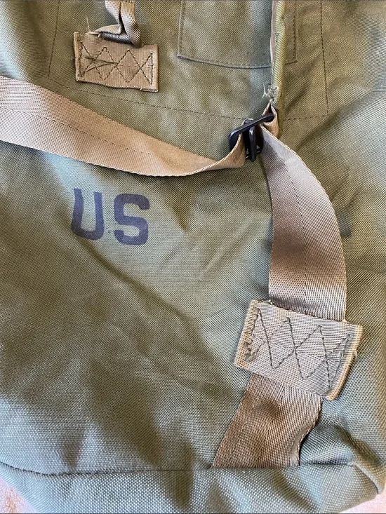 Vintage Military Top Load Duffle Bag Rut Sack Heavy Duty Nylon Canvas Green LG