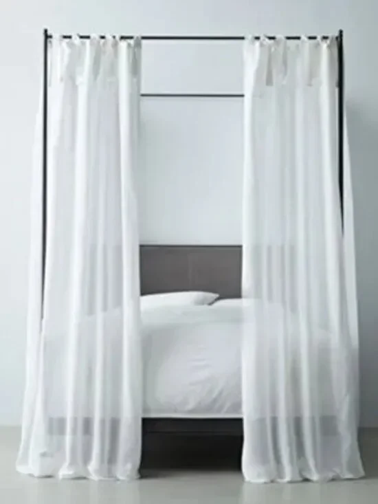 Set of 2 RH Teen Sheer Linen-Cotton Canopy Curtains - White - 42