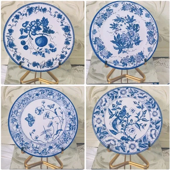 Indigo Blue Victorian Tin Plates (4)