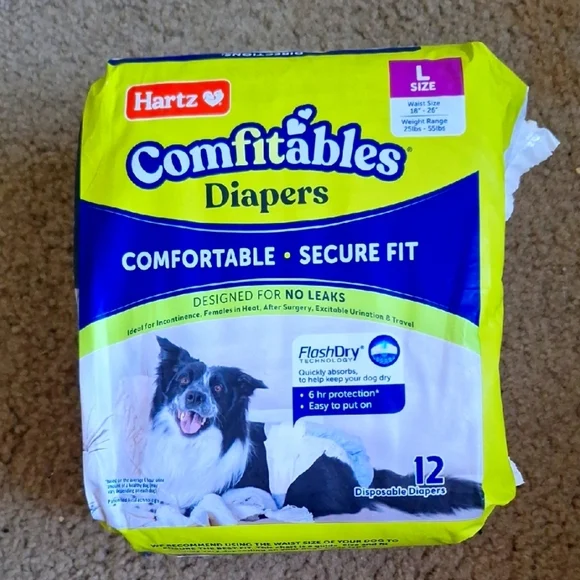 Hartz Comfitables Dog Diapers - Large, Blue 12ct.