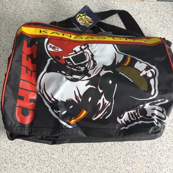 NWT Vintage 90s KANSAS CITY CHIEFS Football Duffle Gym Bag Carry Strap NFL New