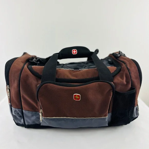 SwissGear Brown Black Duffel Bag Travel Gym Weekender Padded Strap