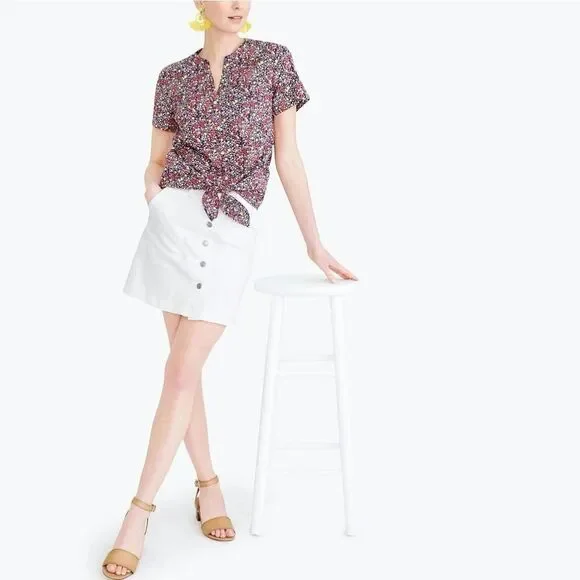 J. Crew Ditsy Floral Tie Front Blouse NWT