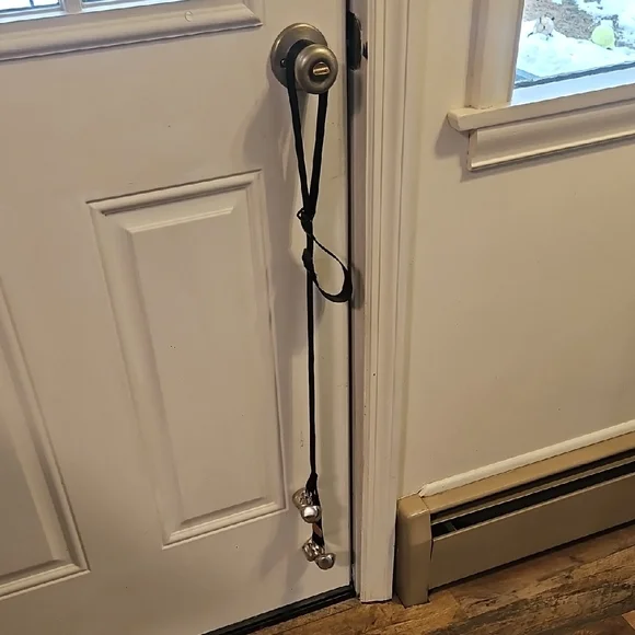 🐶DOG Black Doorbell Strap with Silver Bells