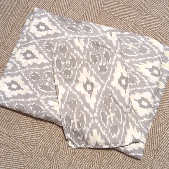 RH Teen Ikat Gray and Cream Duvet Cover w/subtle yellow highlights