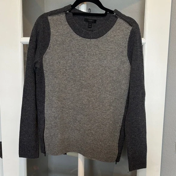 J. Crew Two-Tone Gray Sweater zipper accents