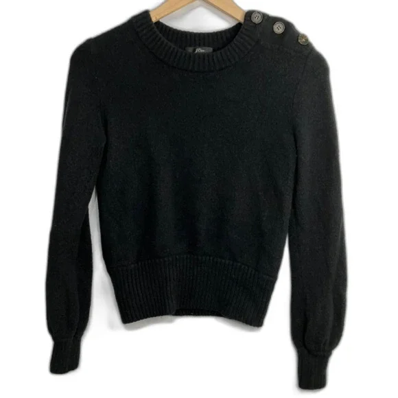 J. Crew Sweater Women Size XXS Black Alpaca Merino Crew Neck