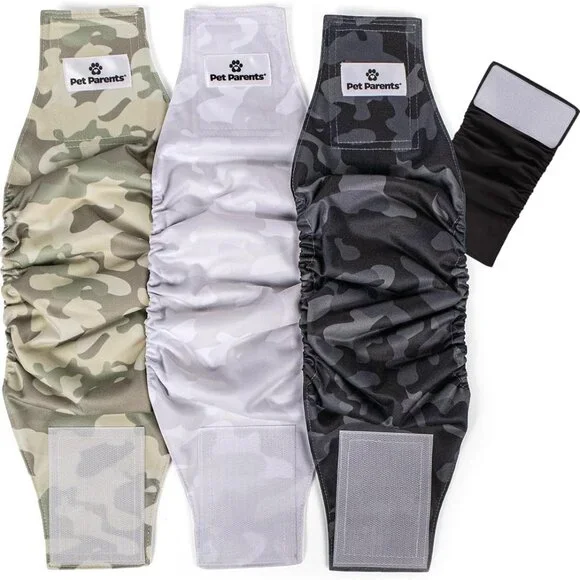 Pet Parents® Washable Belly Bands for Male Dogs (3pack) Camo Sz. L