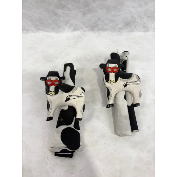 Vintage Masked Cow Wooden Napkin Rings and Cow Print Cloth Napkins Set of 2