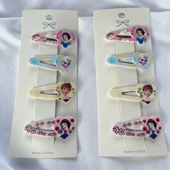 Disney Princess Hair Clips Set, NWOT, 2”, Total 8 clips, acrylic, great gifts,