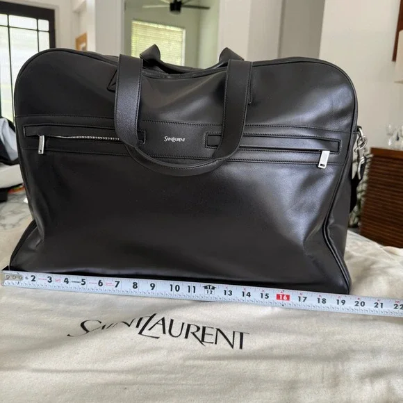 Saint Laurent Black Lambskin Camp Maxi Duffle Bag, 821907 AAC3N, NWT