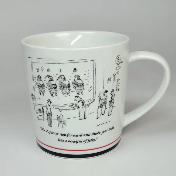 The New Yorker Christmas Cartoon Santa No. 2 Step Forward Line Up Mug 12 oz
