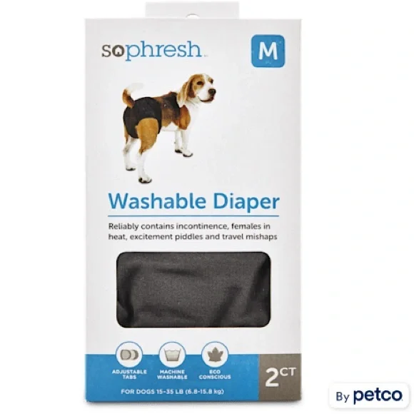 SOPHRESH Washable Male Medium Dog Diaper Wrap Leak Guard Pants in Black