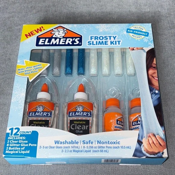 Elmer’s Frosty Slime Kit - Clear & Glitter Blue/White Set