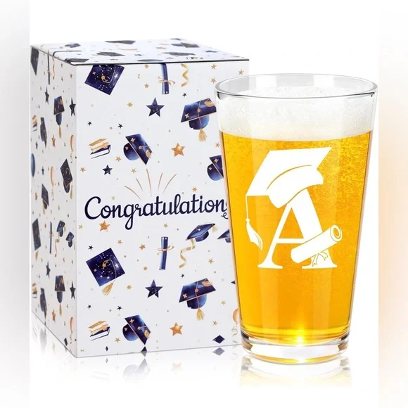 Graduation Celebration Glass Letter A/Letter M with Gift Box