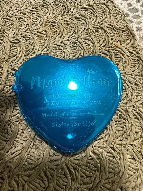 Maid of Honor Heart Compact Mirror - Blue