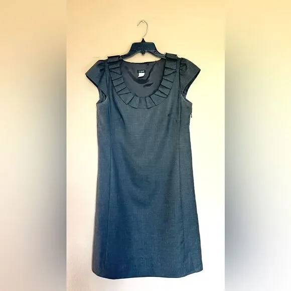 J. Crew Wool Blend Ruffle Neck Shift Dress