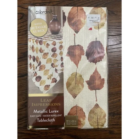 Color drift Leaf Impressions Metallic Lurex Tablecloth Water Repellent 60